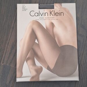 Calvin Klein Sheer Essentials Black Pantyhose Nylons Size D NWT